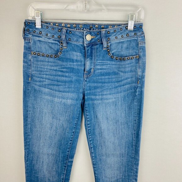 American Eagle Jegging Jeans Women's Size 6 Short Next Level Stretch Studded - Picture 2 of 13